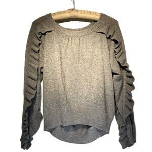 See By Chloé Ruffle Sleeve Virgin Wool Sweater Sz 6 Grey